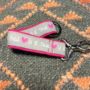 Thirty One Hang it Up Key Fob- URU Gives - Bold Strong Heart Pink Key Chain